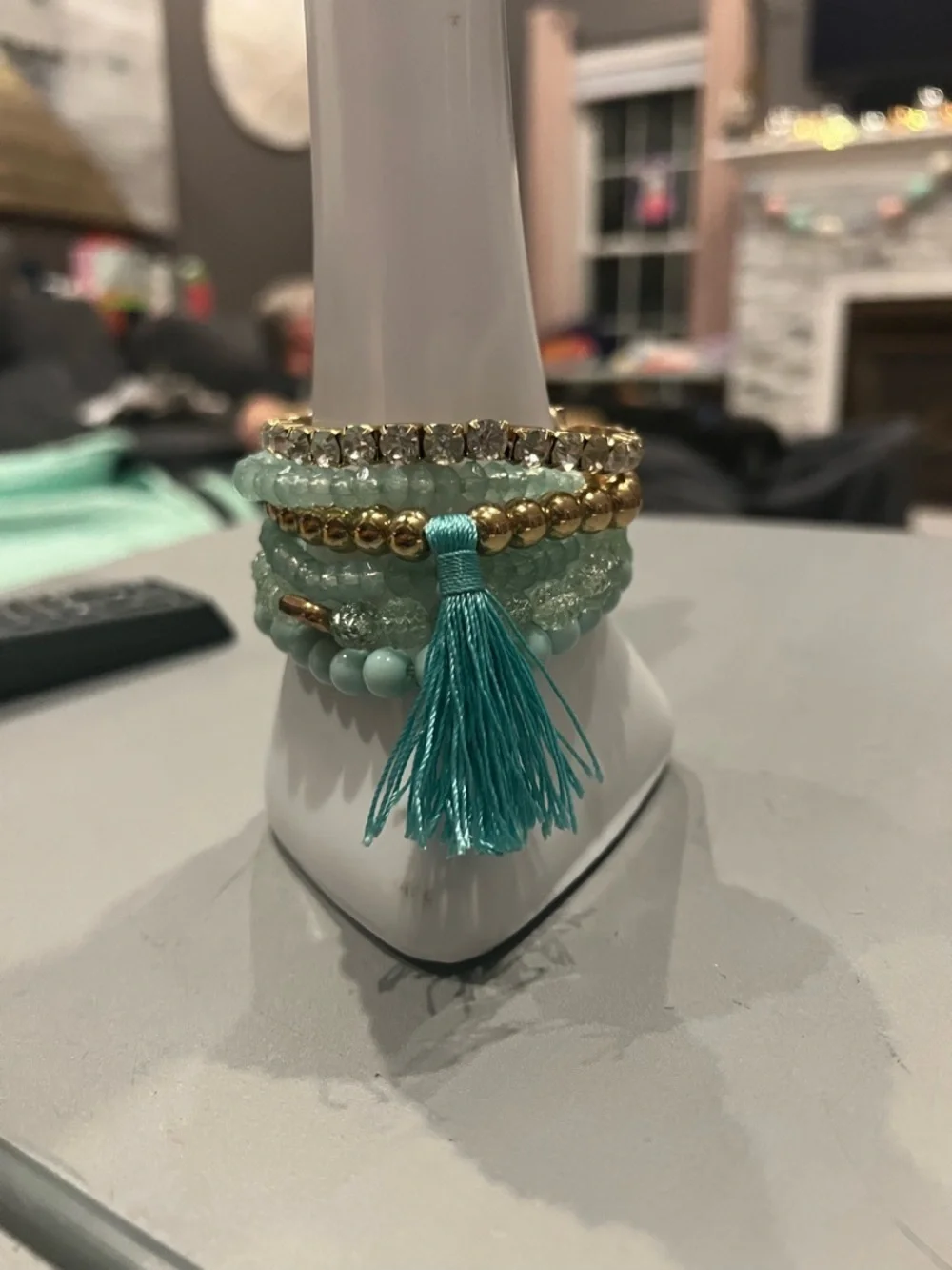 Beaded Bracelet Set – Stackable Multi-Layered Boho Bangles Beads & Tassel